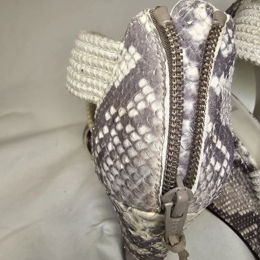 Stuart Weitzman Grasp Wedge Sandals - Women's Size 9.5 - Snakeskin Animal Print - Picture 9 of 14